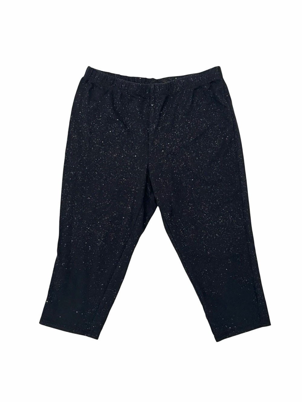 Faded Glory Girls L 10-12 Capri Leggings Black Glitter Sparkle Stretch Comfort